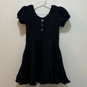 Madison Grace Black Kids Dress with Button Detail & Twirl Size 5
